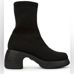Camper Thelma ankle boots black size 37 or 7 zip up Tencel lyocell heel knit y2k